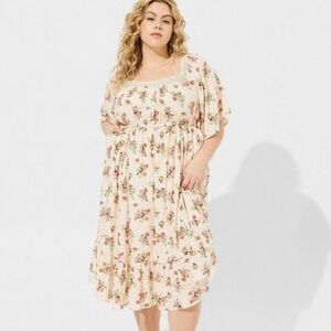 Torrid Cream Flutter Sleeve mid legnth Sundress Peasant dress Wedding fairy M/L